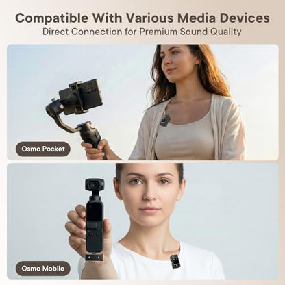 2-in-1 Mini Microphone for iPhone: Wireless Lavalier Microphones for iOS/Plug-Play Mini Mic with Noise Reduction, Lapel Microphone Plug-Play for Interview Video Podcast Vlog YouTube TikTok (F37)