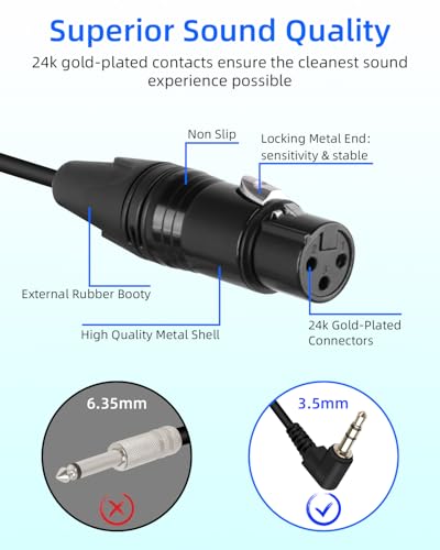 3.5mm to XLR Coiled Cable,Right Angle 1/8Inch Mini Jack TRS Stereo | Male to 3 Pin XLR Female Microphone Audio Cord Adapter for MP3 Players,Laptops,Speakers（50CM/1.65FT） - style: male to female