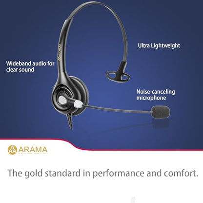 Arama Telephone Headset for Cisco Office Phones, Wired RJ9 Headset, 600C