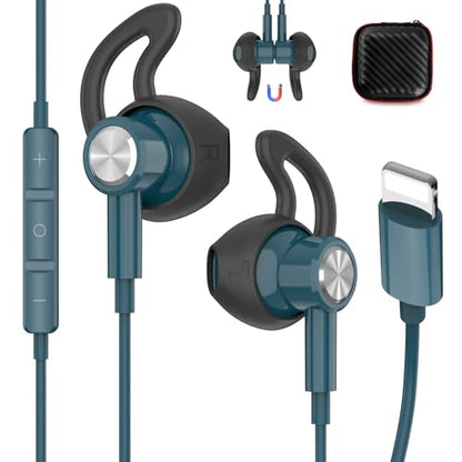 iMangoo for Apple Lightning Headphones MFi-Certified Wired Earbuds Blue