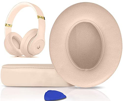 Replacement Ear Pads Cushions for Beats Studio 2 & Studio 3 Wired & Wireless Headphones, Earpads with Soft Protein Leather, Noise Isolation Memory Foam, Added Thickness - Sand - color: Sand Dune