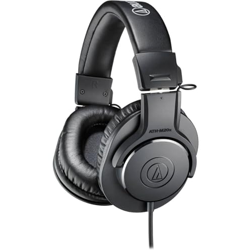 Audio-Technica 3 Pack ATH-M20x Professional Monitor Headphones, 96dB, 15-20kHz, Black - with Microfiber Cloth