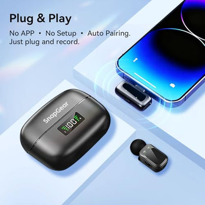 Mic Mini Wireless Microphone for iPhone/Android, 2TX+2RX, 3 Al Voice Modes, 30H Battery for Vlogging & Streaming, 48kHz/24bit, Includes USB-C & Lightning Receivers for TikTok, YouTube - style: Mic mini max