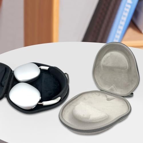 Shockproof Travel Storage Bag for Over Ear Headphones Water Resistant Foam Hard Shell with Interior Padding - color: Gray