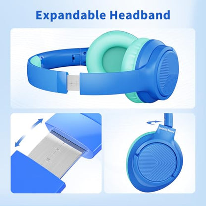 Botesty Sound Headphones Wired with Microphone for School, 3.5mm Plug Blue - color: Blue