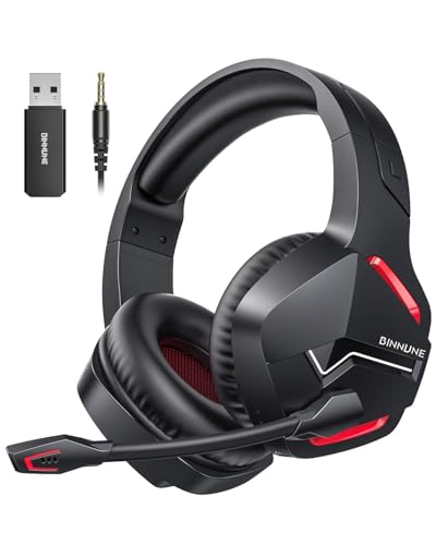 BINNUNE Wireless Gaming Headset for PS5 PC, 120H Ultra-Long Battery, 2.4GHz & Bluetooth 5.3 Wireless Headphones with Noise Canceling Mic, 50mm Drivers, Comfort Over Ear Headphones, Black - color: Black