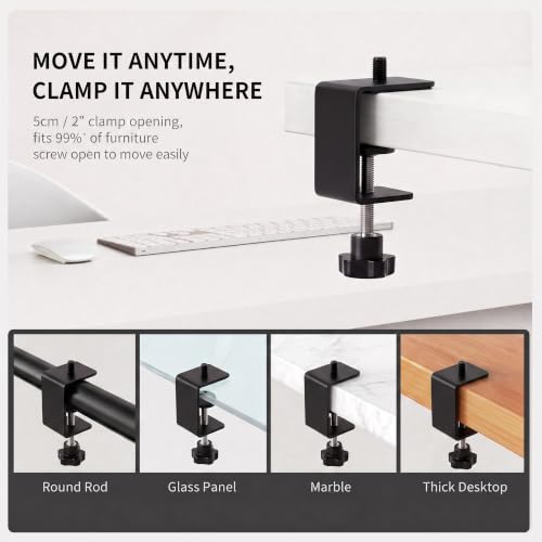 2-Pack Heavy Duty Adjustable C-Clamp with M10 Stud Mount - Steel Desk Clamp for Lamp, Microphone, Light Poles & Table | Multi-Purpose Clamps for Secure Mounting - size: 10 mm Stud