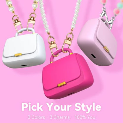 ANCwear Wireless Earbuds with Mini Handbag Case, 22H Playtime, Hot Pink | Bluetooth 5.3, 13mm drivers, touch controls and DIY stickers for music, calls, travel, everyday wear and gifting - color: Hot pink
