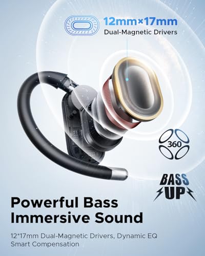 truefree DS1 Open-Ear Headphones, Bluetooth 6.0 Wireless Earbuds | Ear Hooks, Spatial Sound, 4 Mics Clear Calls, 40H Playtime, Multipoint Connection, IPX5-Rated for Sports, Snug Fit