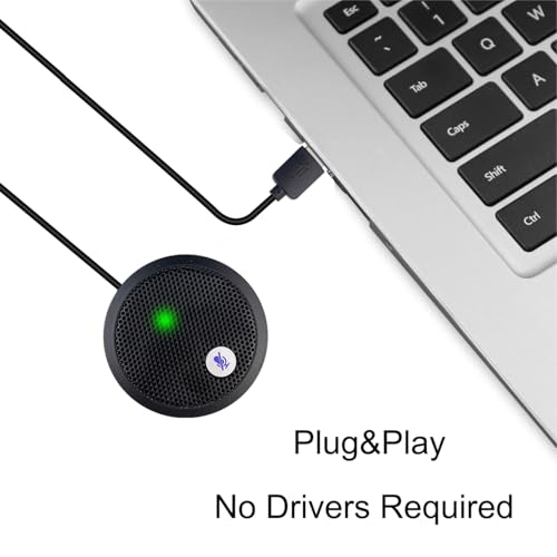 USB Microphone, Desktop Microphone, Mute Button with LED Indicator, Noise Reduction, Omnidirectional Condenser Microphones for PC Laptops or Video Conferences, Plug & Play