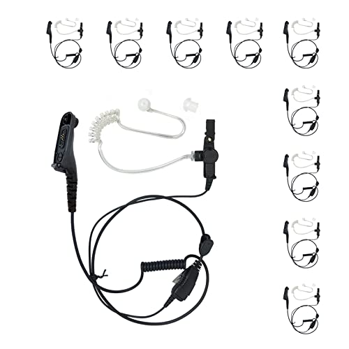 PROMAXPOWER [10-Pack] 1-Wire FBI Security Acoustic Clear Tube Earpiece Headset with PTT Mic for Motorola Two-Way Radios XPR7350e, XPR7550e, XPR7580, XiR-P8268, MTP850S, APX900, APX1000 - size: 10-Pack