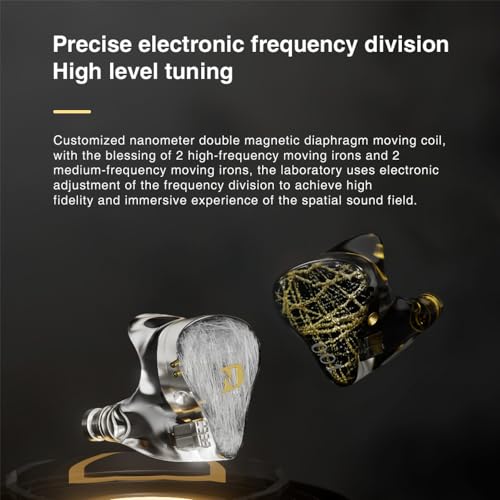 CCA ND 001 4BA+1DD in Ear Monitor, HiFi IEM Earphones, Deep Bass Wired Earphones with Tangle-Free Detachable Cable（with MIC ） - color: Black, size: With Mic