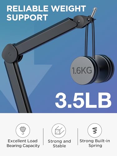 InnoGear Mic Stand Set, 360° Rotatable Low Profile Mic Arm & Boom Arm with Cable Management Channels Height Riser for Blue Yeti FIFINE AM8 K669B HyperX QuadCast S SoloCast AT2020 Shure SM7B and More