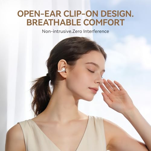 Clip On Earbuds Open Ear Ear Buds Wireless Bluetooth 5.4 Headphones,48H Playtime,IPX6 Waterproof,Touch Control,Comfortable for Workouts and Daily Use (Skin) - color: Skin