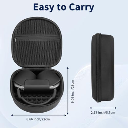 3 in 1 Silicone Cover and Case for Apple Airpods Max 2/ Airpods Max Headphones, AirPods Max Hard Case and Anti-Scratch Ear Pad Case/Ear Cups/Headband Covers Accessories (Black) - color: Black case & cover