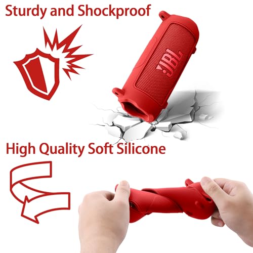 Silicone Cover for JBL Flip 7 Portable Bluetooth Speaker | Scratch-resistant, Unhindered Sound, Silicone Construction, Portable Carrying Silicone Cover, Red Silicone Cover - color: Red Cover