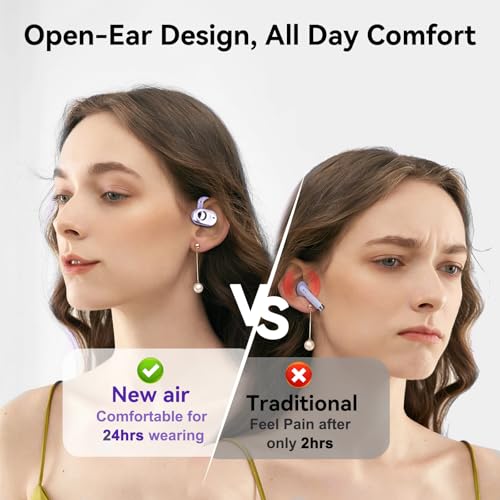 Over Open Ear Earbuds Headphones Bluetooth Wireless Outside Out of Ear Buds | Ear Hook for Runners Wrap Around Ears Air Bone Conduction Headsets Workout Sports Earphones with Earhooks Black - color: Black