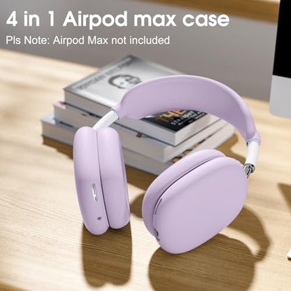 Silicone Case Cover for AirPods Max Headphone, Ear Pad Case Cover/Ear Cups Cover/Headband Cover for AirPod Max, Silicone Apple AirPods Max 2024/2020 Accessories, Purple - color: Lavender