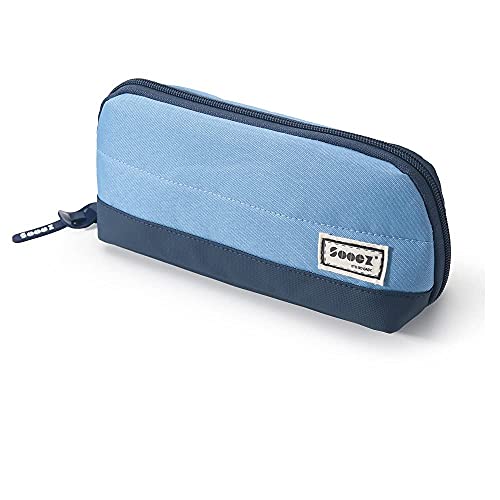 Sooez Wide-Opening Pencil Pen Case, Lightweight & Spacious Pencil Pouch Zipper Stationery Bag, Aesthetic Supply with Triangular Design for Adults, Blue - color: Blue