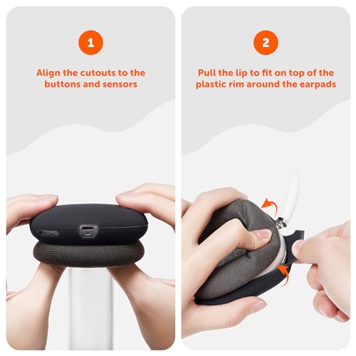 WC ShellZ Max - Protective Shell Covers for AirPods Max 1 & 2 | Made by Wicked Cushions | Made with Premium Silicone | Black - color: Black