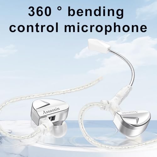 CVJ-Assassin IEM Wired Gaming Earbud,in Ear Monitor Headphone with Boom Mic - color: CVJ-Assassin-Sliver