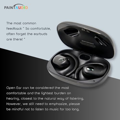 PAINTAUDIO EarMate 1 Open Ear Headphones, Bluetooth 5.3 Wireless Earbuds Air Conduction 45Hrs Playtime with Charging Case, Panoramic Deep Bass with 16.2mm Drivers, Compatible with iPhone Android