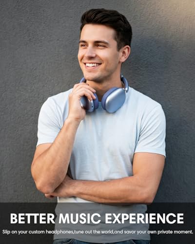 Wentronic Y02 Active Noise Cancelling Wireless Headphones, Blue | Over-Ear, Bluetooth, 60H Playtime,Crystal Clear Calls, Hi-Res Audio, Big Bass, Foldable Lightweight for Travel Home Office - color: Blue