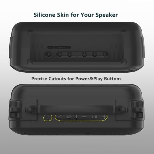 JCHPINE Silicone Cover Case for Bose SoundLink Plus Portable Speaker | Protective Soft Silicone Case with Carrying Handle and Shoulder Strap (Black) - color: Black Case