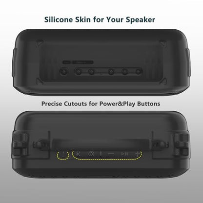 JCHPINE Silicone Cover Case for Bose SoundLink Plus Portable Speaker | Protective Soft Silicone Case with Carrying Handle and Shoulder Strap (Black) - color: Black Case