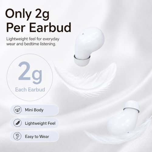 Sleep Earbuds Bluetooth 5.4, Mini Invisible Noise Blocking Sleeping Headphones, Hidden Earbuds with LED Display for Small Ears, for Side Sleepers Meditation Travel Gym Workout (White) - color: White