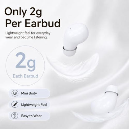 Sleep Earbuds Bluetooth 5.4, Mini Invisible Noise Blocking Sleeping Headphones, Hidden Earbuds with LED Display for Small Ears, for Side Sleepers Meditation Travel Gym Workout (White) - color: White