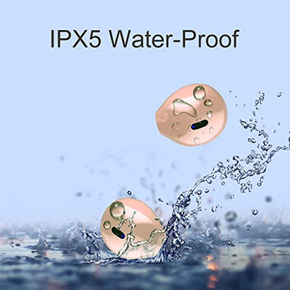 Mini Wireless Bluetooth Earbuds with Microphone,Invisible Bluetooth Headphones for Women and Small Ears with Touch Control, IPX5 Waterprof, Battery Case(Beige) - color: Beige