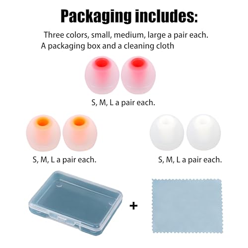Silicone Replacement Earbud Tips Earbud Covers Fit Most in-Ear Earbuds(Inner Hole 3.8mm -5.1mm) Headphone Ear Tips Ear Bud Rubber Tips 9 Pairs S M L - color: multicolour/10