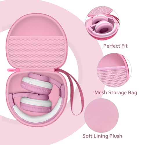 Kids Headphones Case for Tonies/iClever Etc Headphone,Cat Red,Case Only | for iClever BTH12 HS19 BTH20 BTH22 BTH26/Candy Bila/Acer/JBL Junior 320/MIDOLA/JoySpark/ADOOPE Etc Girls Boy Kid Headphone - color: Cat Red
