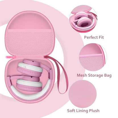 Kids Headphones Case for Tonies/iClever Etc Headphone,Cat Red,Case Only | for iClever BTH12 HS19 BTH20 BTH22 BTH26/Candy Bila/Acer/JBL Junior 320/MIDOLA/JoySpark/ADOOPE Etc Girls Boy Kid Headphone - color: Cat Red