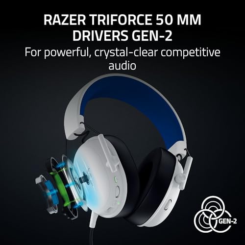 Razer BlackShark V3 X HyperSpeed Wireless PS5 Gaming Headset, White | 50mm Drivers, Cardioid Mic, 2.4 GHz, Bluetooth, Works with PC, Mac, Nintendo Switch, Smartphone, 70 Hr Battery - color: White, style: PS5