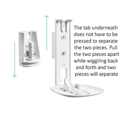 ynVISION.DESIGN Wall Mount for Sonos One, One SL, Play:1, 2 Pack, White | Tilt 18° and swivel right or left 45°, cable management, hardware included for drywall, brick, and wood stud walls - color: White