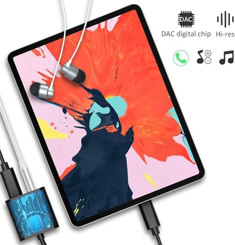 Selna USB C Headphone Adapter Earphone 3.5mm Jack Compatible with iPad Pro 12.9" (3rd/4th/5th/6th Gen), Charger Port Splitter Mic Support Hands-Free Type-C