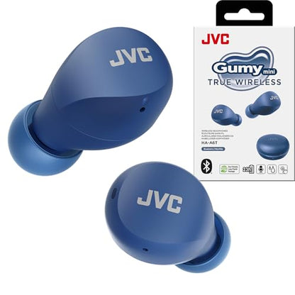JVC Compact and Lightweight Gumy Mini True Wireless Earbuds Headphones, Long Battery Life (up to 23 Hours), Sound with Neodymium Magnet Driver, Water Resistance (IPX4) - HAA6TA (Blue) - color: Blue, size: Compact