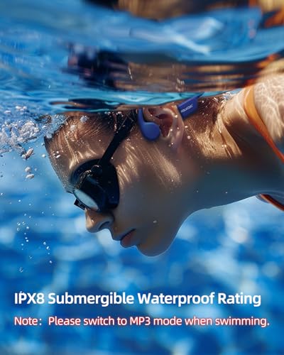 Swimming Headphones,IPX8 Waterproof Bone Conduction Headphones,32GB Memory Open Ear Headphones with Mic,Wireless Earphones Underwater Sport Earbuds for Workout Running Cycling Gift