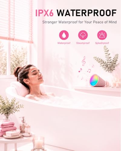 Bluetooth Speaker Wireless, Bluetooth 5.3 Shower Speaker with 9 RGB Lights & 20H Playtime, IPX6 Waterproof Speaker with TWS Pairing, Portable Speaker for Home, Beach, Travel & Birthday Gifts - color: Pink