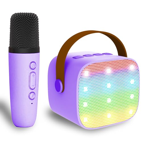 Mini Karaoke Machine for Kids & Adult, 4-12 Years Old Girls Christmas Birthday Gift, Karaoke Toys Gifts for Girls Ages 4, 5, 6, 7, 8, 9, 10, 12 +Year Old Birthday Party Light Purple - color: Light Purple