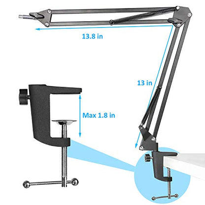 MXL 770 990 Microphone Stand with Pop Filter - Mic Suspension Boom Scissor Arm Stand with Foam Windscreen for MXL Mics 990 770 by YOUSHARES