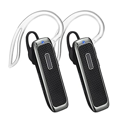 Bluetooth Headset, Hands-Free Wireless Earpiece w/ 18 Hours Playtime and Noise Cancelling Mic for iPhone Samsung Android Cellphone Truck Driver-2Pack