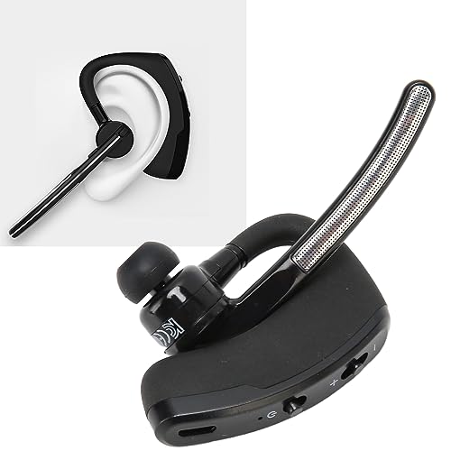 Single Ear Bluetooth Headset with Noise Canceling Mic | Hands Free Earpiece for Driving, 180 Degree Adjustable, Long Standby Battery, Lightweight ABS Design