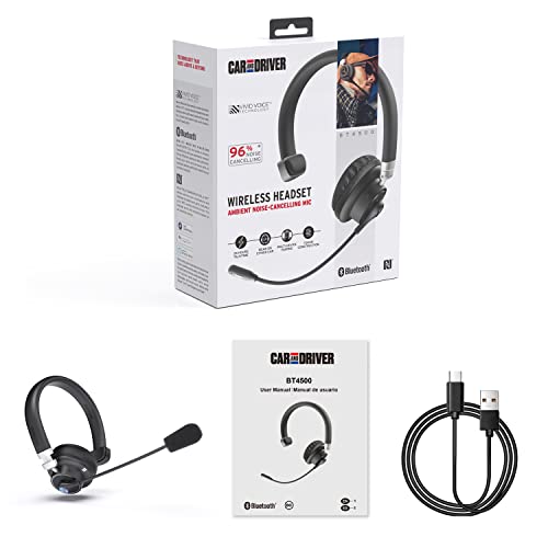 BT4500 Trucker Bluetooth Headset, Noise Cancelling Microphone | Bluetooth 5.0 Wireless Headset, Adjustable Headband Multi Device Pairing, 30 Hour Talk Time for Drivers, Work - color: BT4500