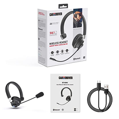 BT4500 Trucker Bluetooth Headset, Noise Cancelling Microphone | Bluetooth 5.0 Wireless Headset, Adjustable Headband Multi Device Pairing, 30 Hour Talk Time for Drivers, Work - color: BT4500