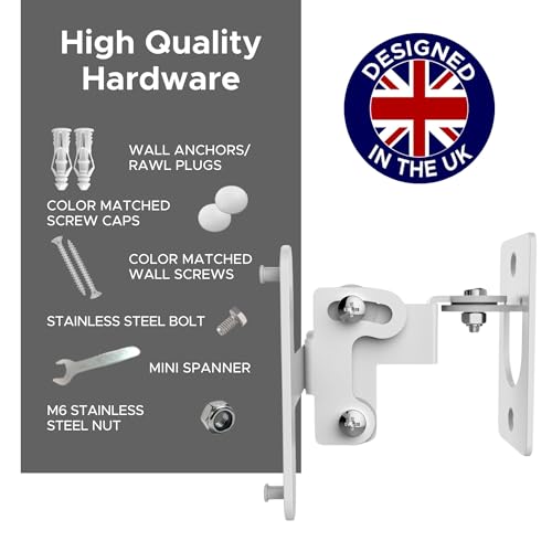 Sound Bass Play 3 Wall Mount White, Single (1pc) Adjustable Tilt & Swivel | Compatible with Sonos Play:3 Only, Adjustable Swivel & Tilt Mechanism, Includes All Mounting Fixings - color: White
