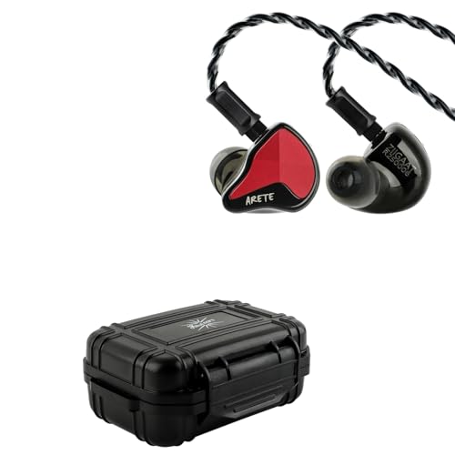 Linsoul ZiiGaat x Fresh Reviews Arete II IEM,2nd Gen 1DD+4BA Hybrid in Ear Monitor,Wired HiFi Earbuds(Red) + Kiwi Ears SONICAP Waterproof Earbud Case(Black)