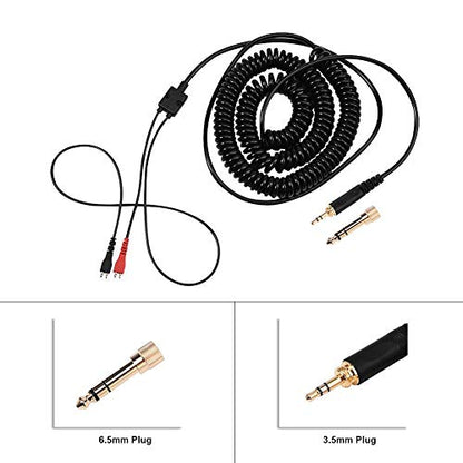 Zerone Coiled Headphone Cable with 3.5MM and 6.5MM Plug, Replacement Coiled Spring Stereo Audio Cable for HD25/560/540/480/430/250 Headphones